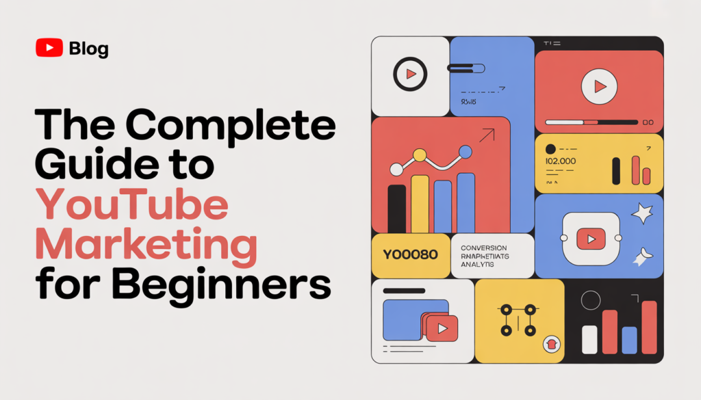 The Complete Guide To YouTube Marketing for Beginners 1 ideogram v3.0 Design a sleek digital banner for a blog with the text The Complete Guide To You 0